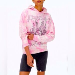 JOURNEY‎ WORLD TOUR PINK TYE DYE SWEAT SHIRT HOODIE SIZE SMALL